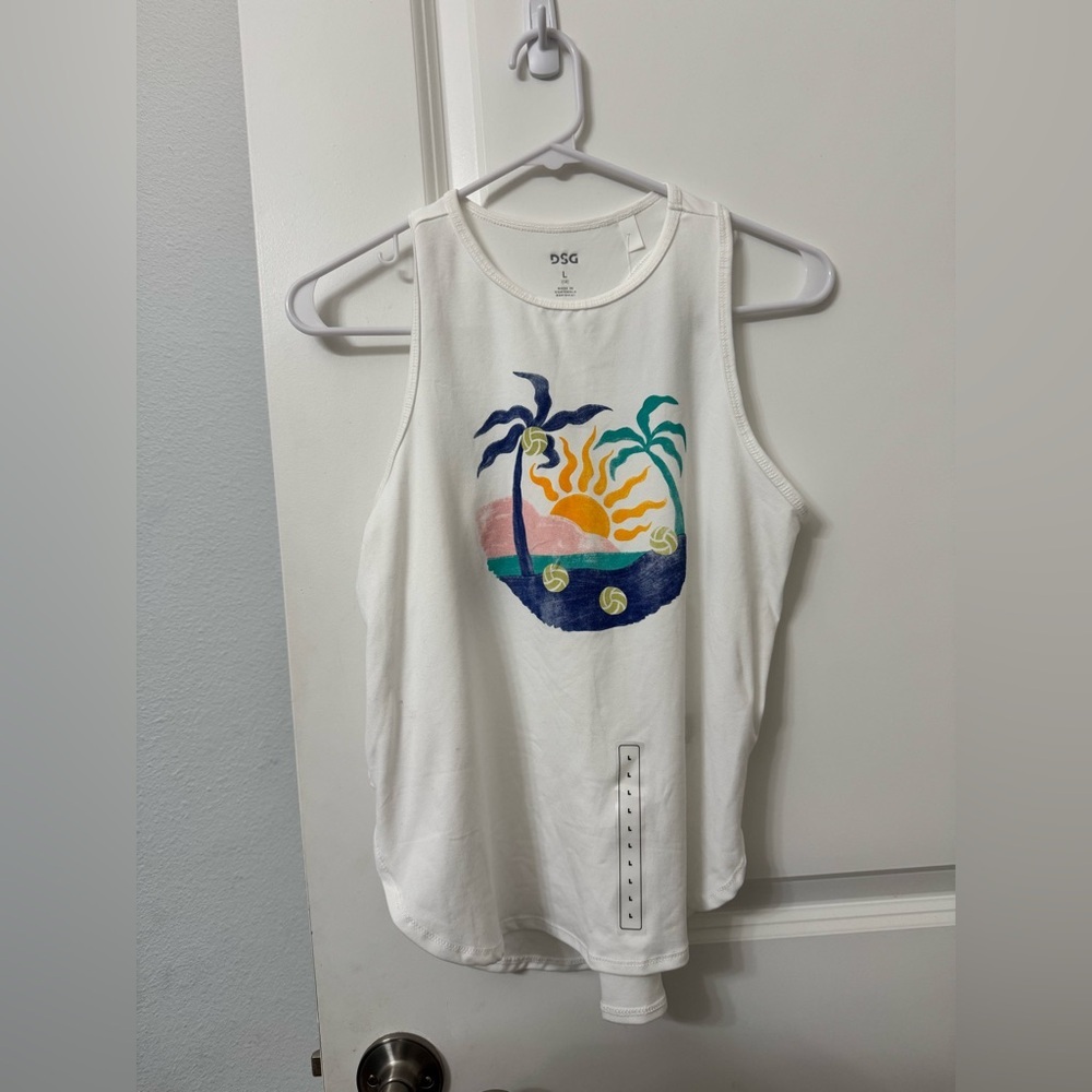 DSG Girls White Graphic Tank Top